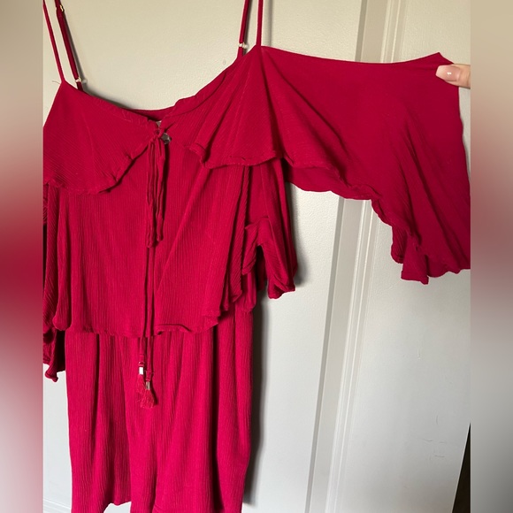 L*Space Cherry off the shoulder romper. Medium. - Picture 2 of 7